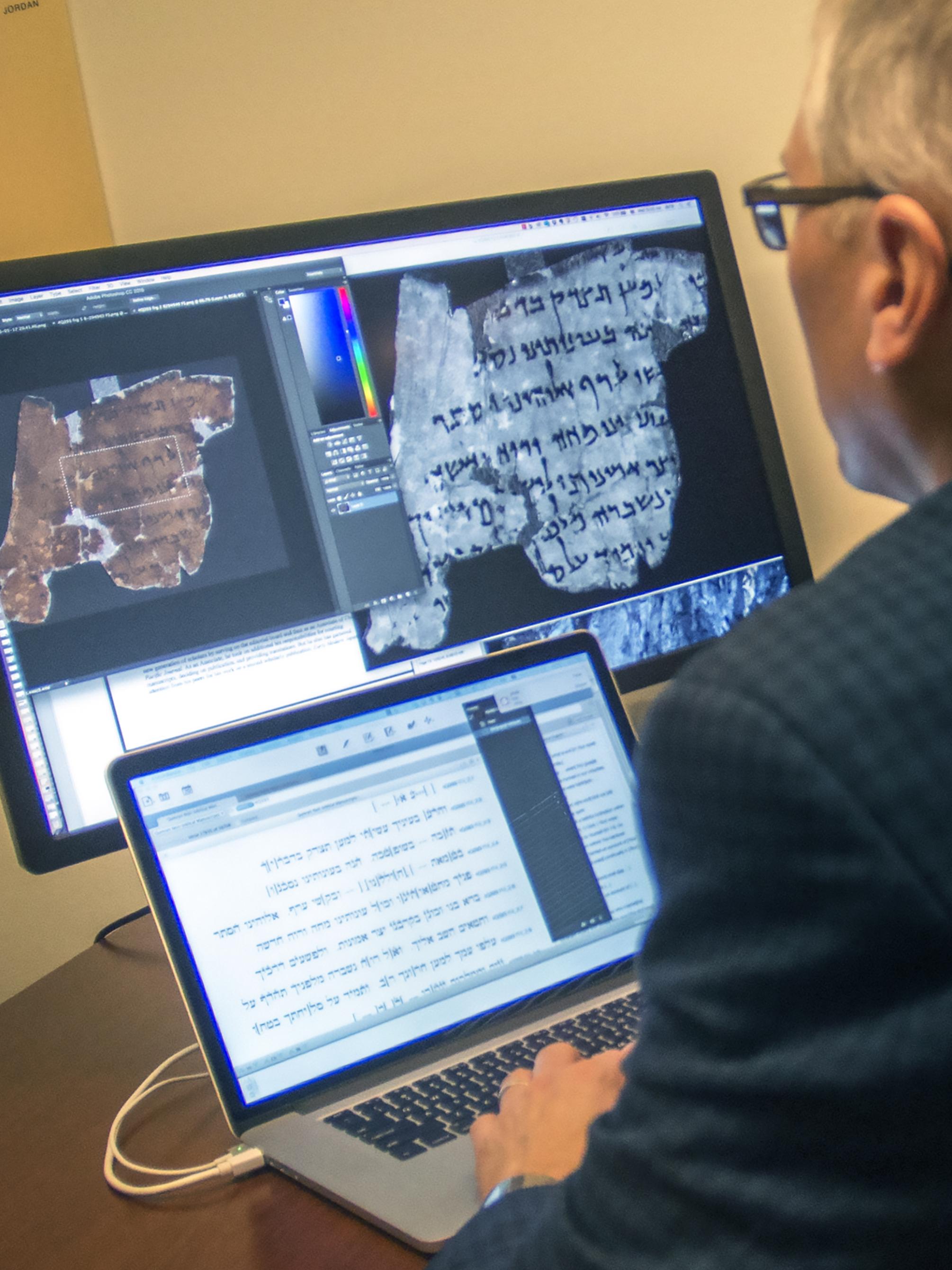 Daniel Falk studies images of fragments on screen