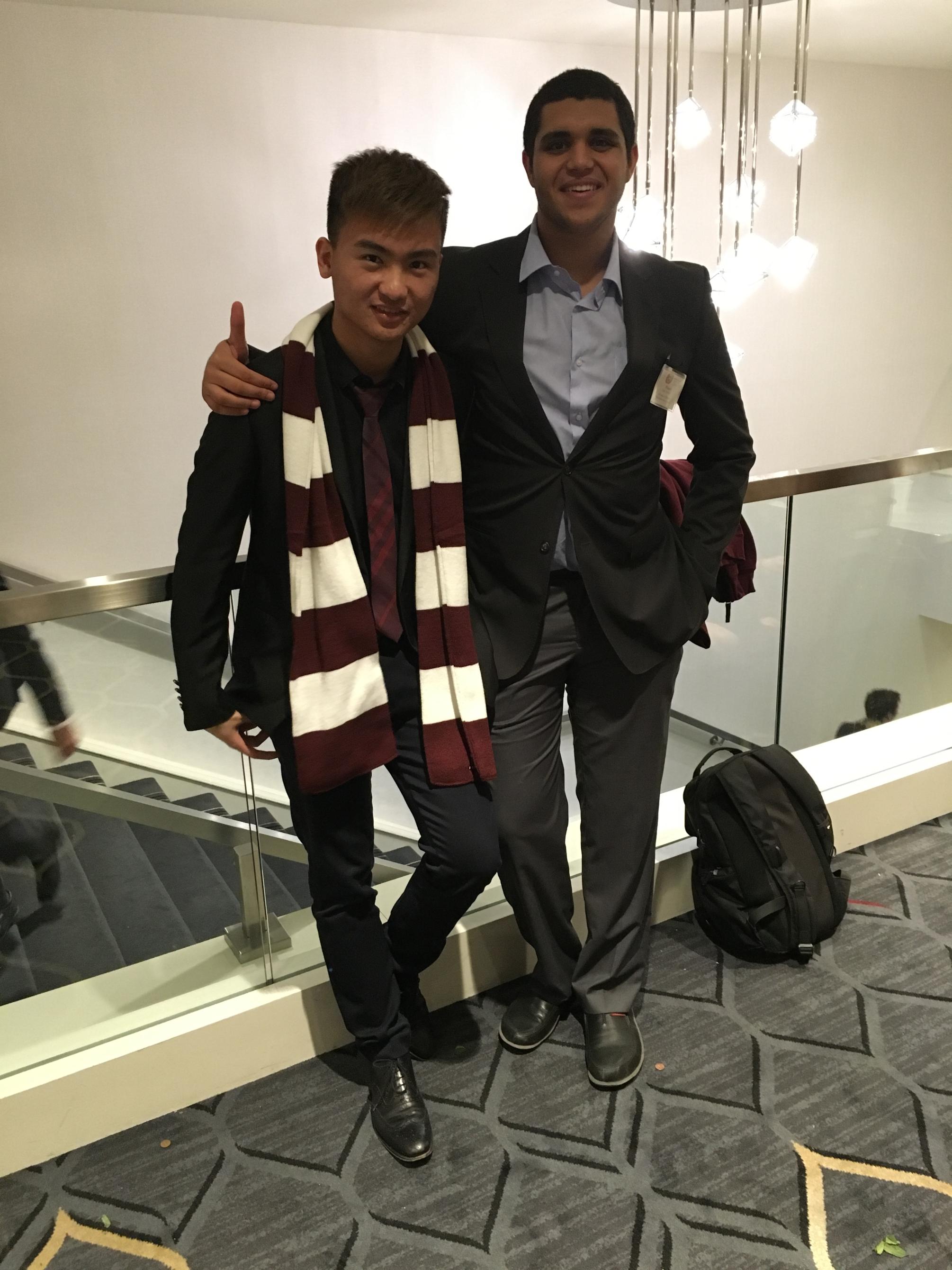 Ivan Pan, left, and Moustafa Elhadary were two of the student delegates who represented Penn State Behrend at the 62nd annual Harvard National Model United Nations. 