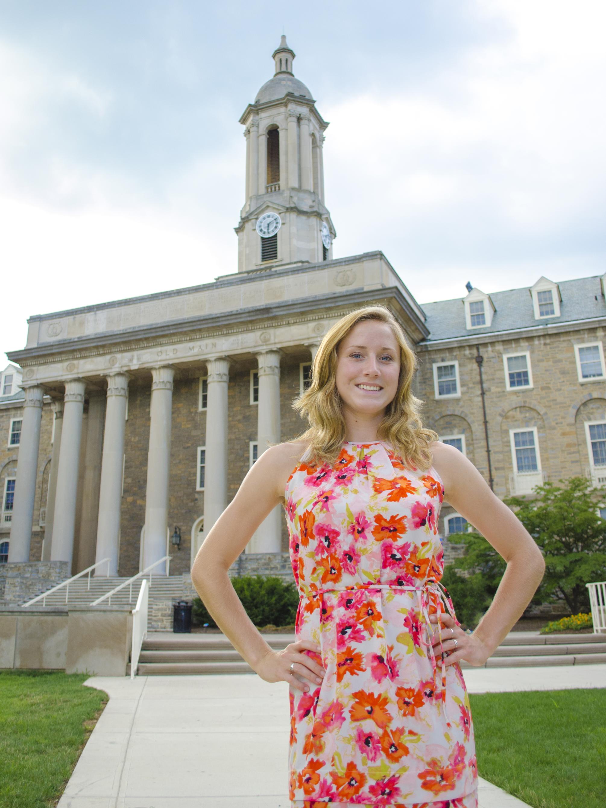 Emily Giannotti in front of Old Main