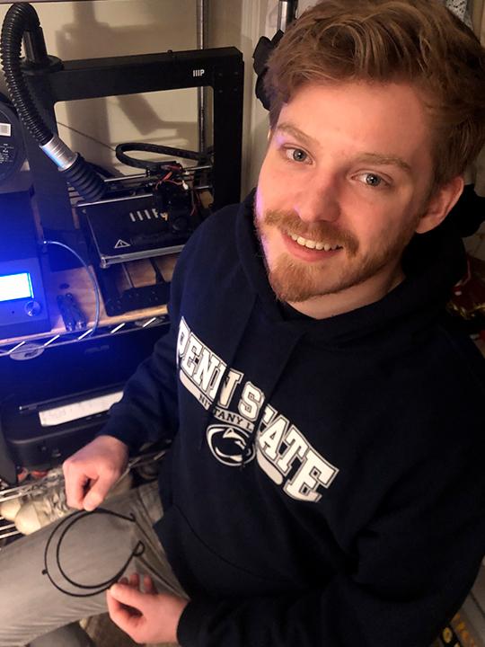 Berks student Austin Wylie created a component of face shield.
