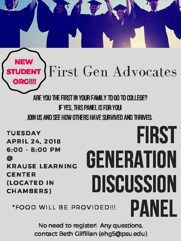 First Gen Advocates Panel Discussion April 24, 2018