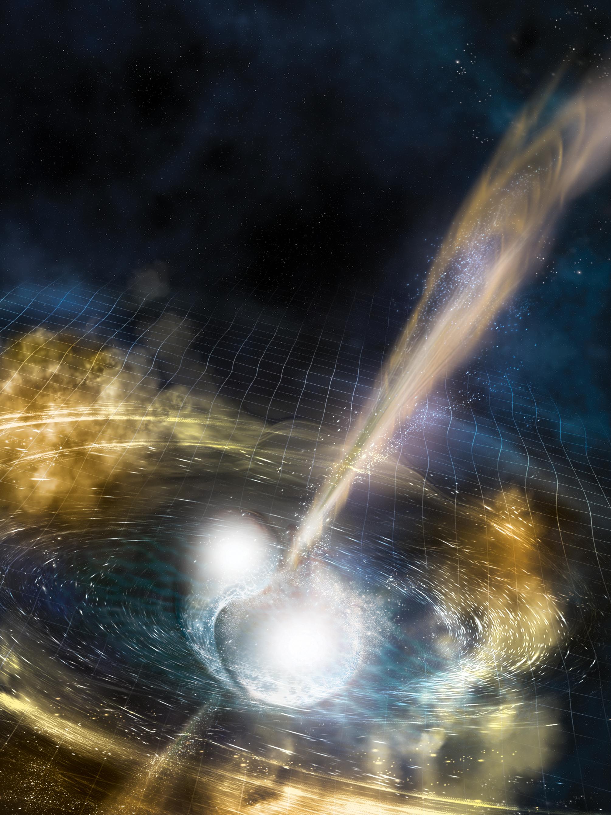 Illustration of two merging neutron stars