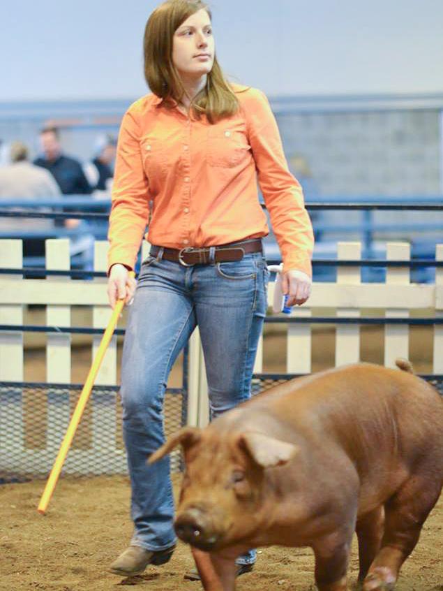 Student with pig