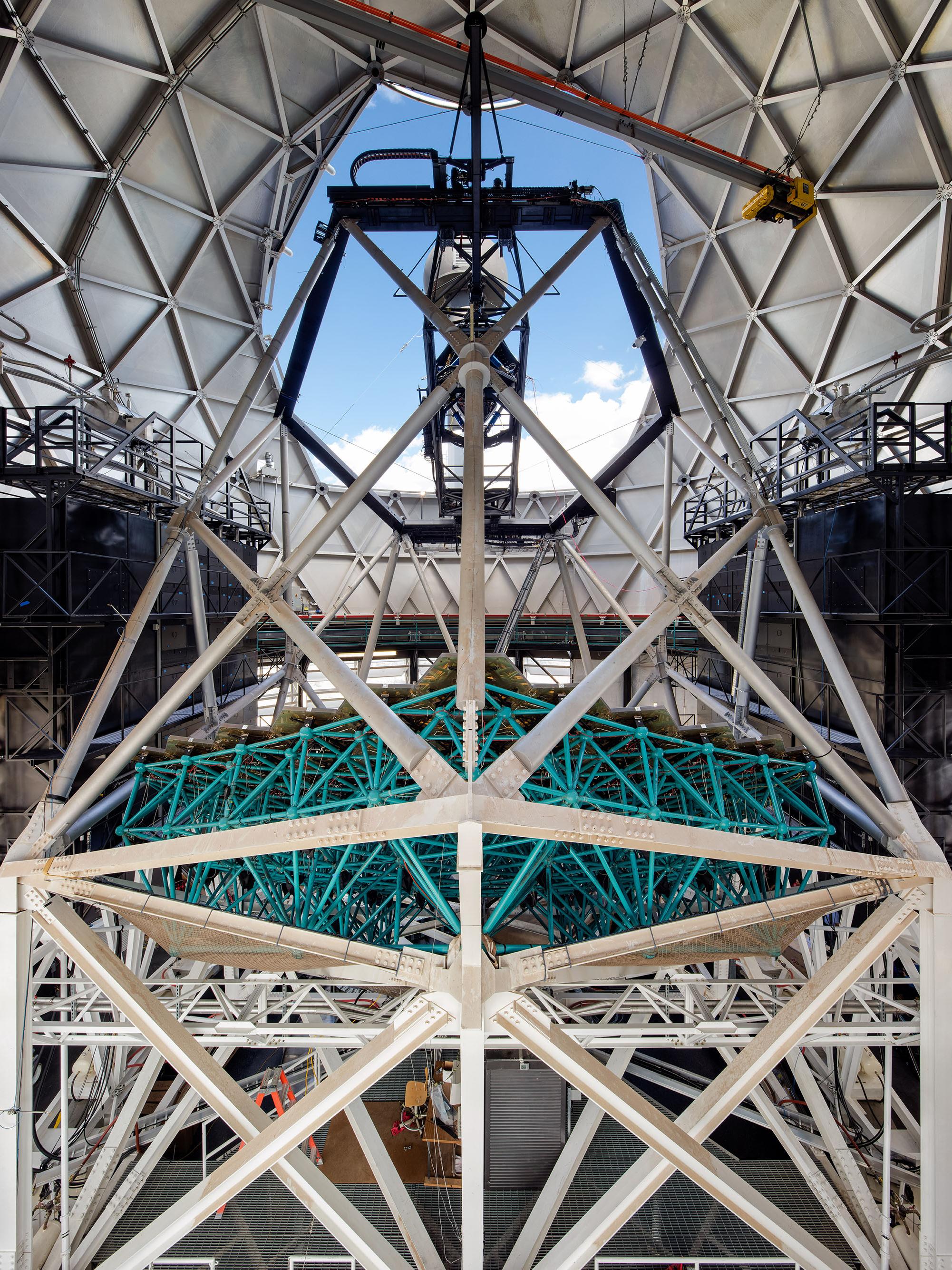 The Hobby-Eberly Telescope from inside the domed roof 