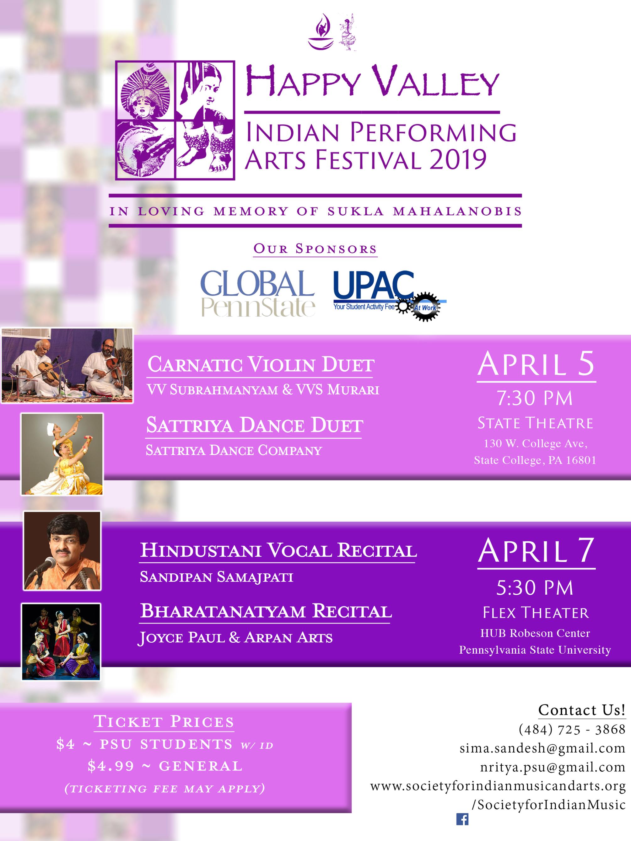 Happy Valley Indian Performing Arts Festival 2019 flyer