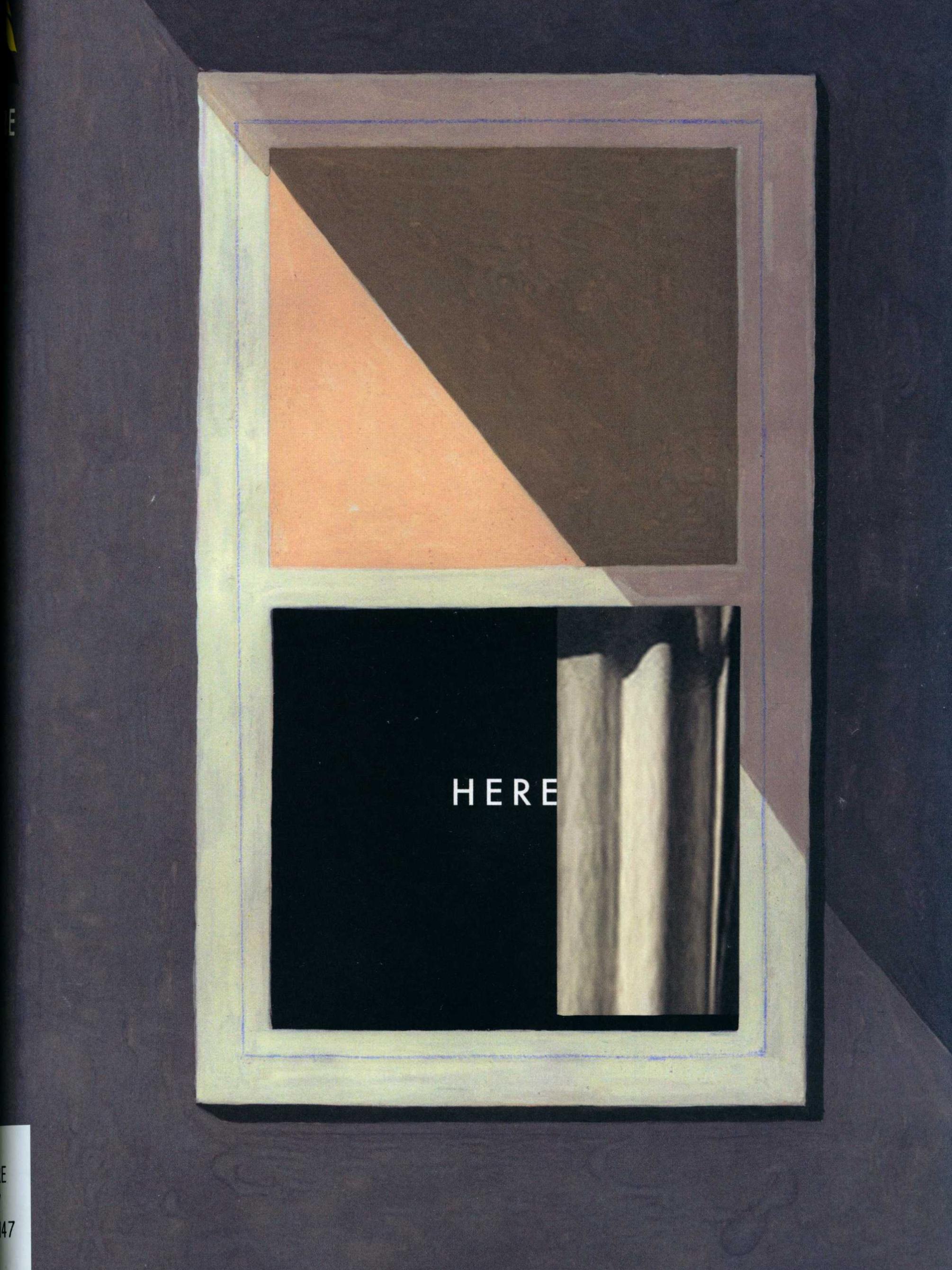 illustration of partially shaded window with one white curtain drawn toward its center from the right