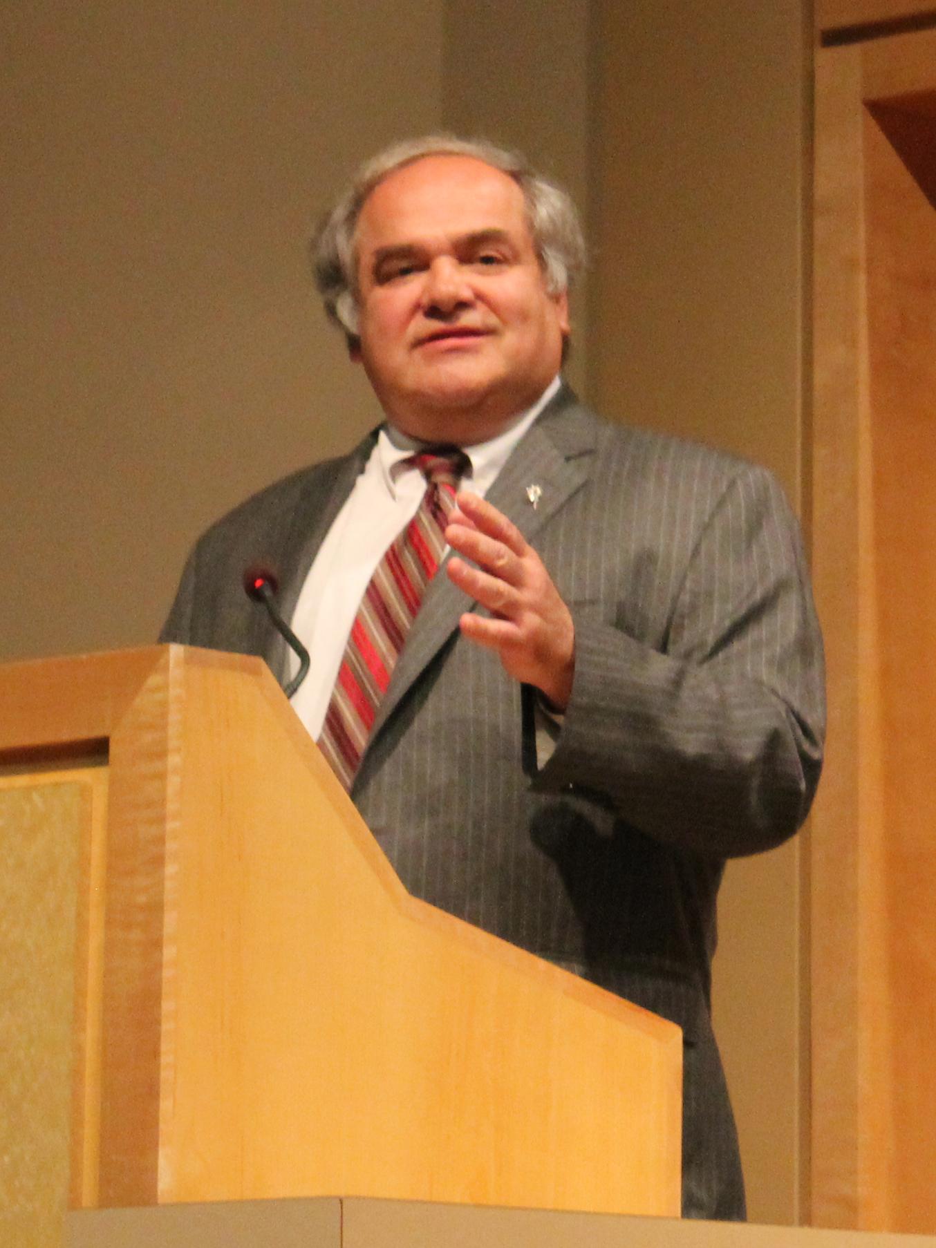 James Hmurovich speaks to the audience.