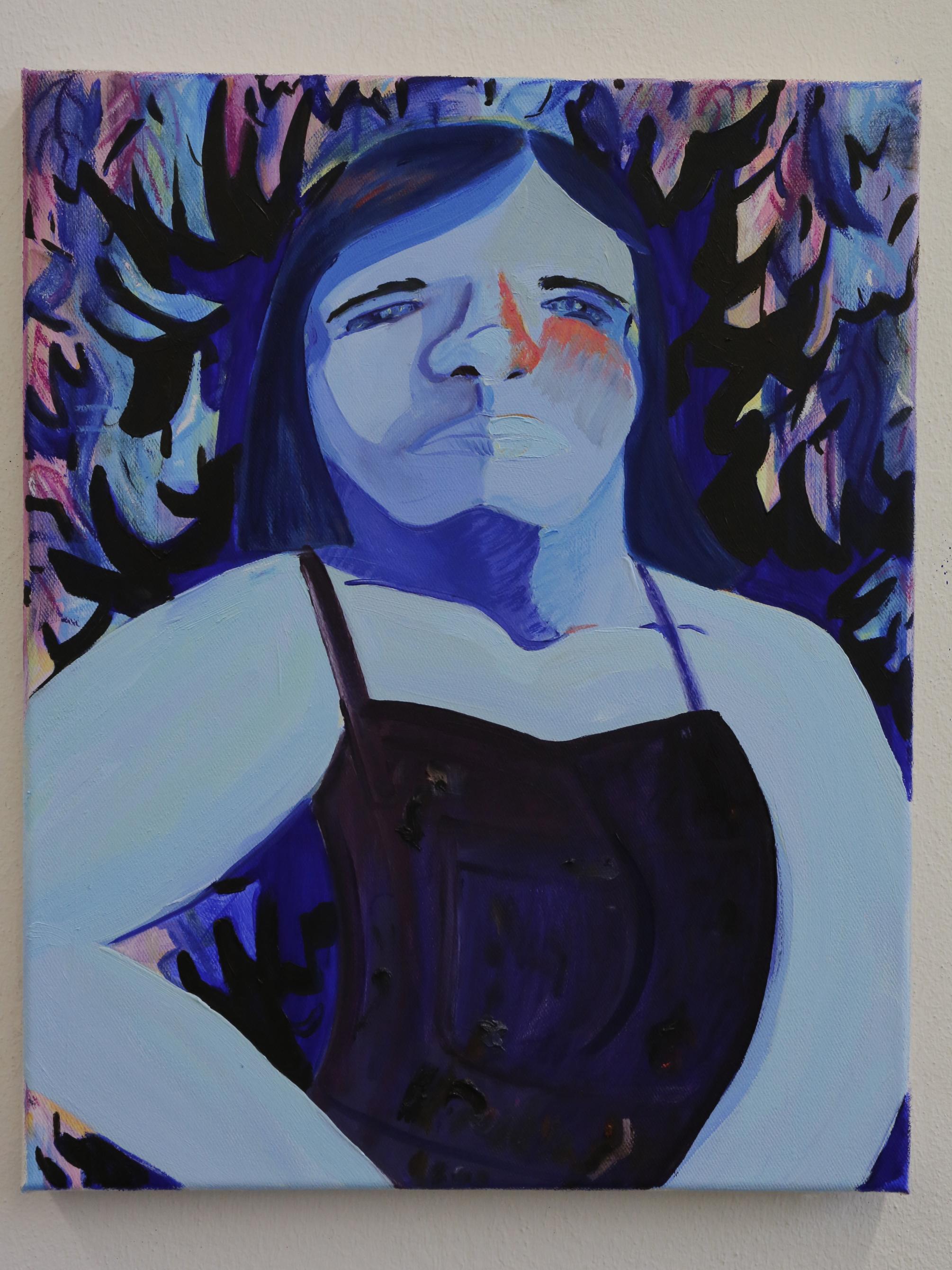 Miranda Holmes painting of woman surrounded by leaves