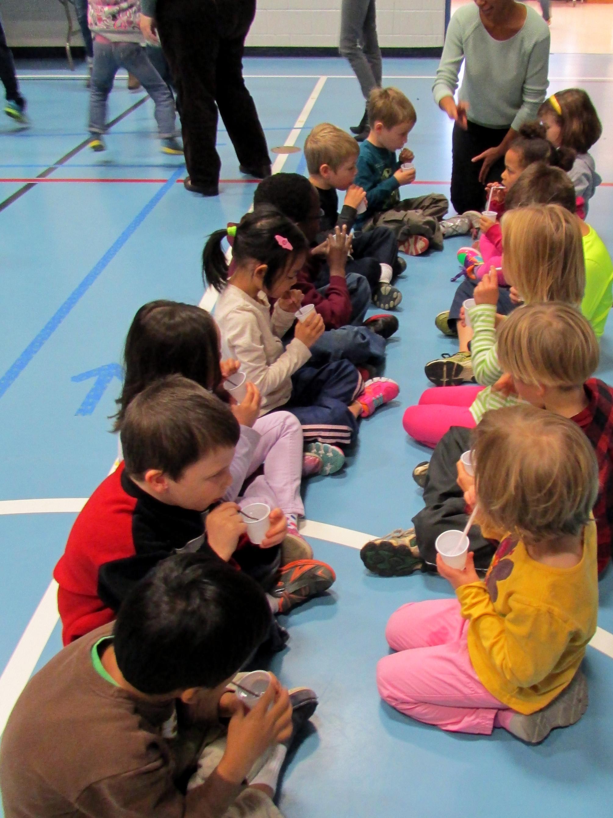 During PhUn Week, Easterly Parkway Elementary first-graders sipped water through large and small straws to learn about the benefits of healthy blood vessels in the body.