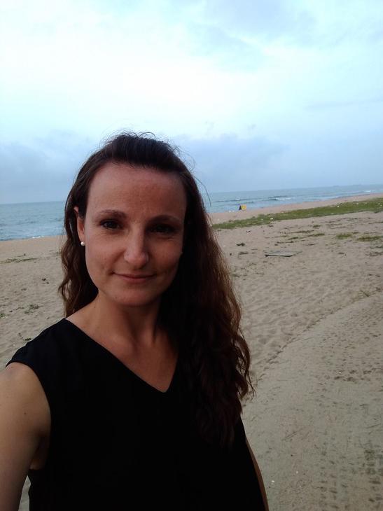 Woman smiling on beach