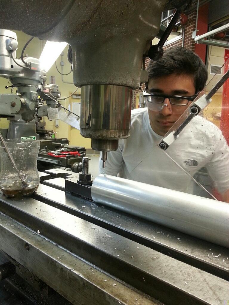 Drilling into a wind turbine