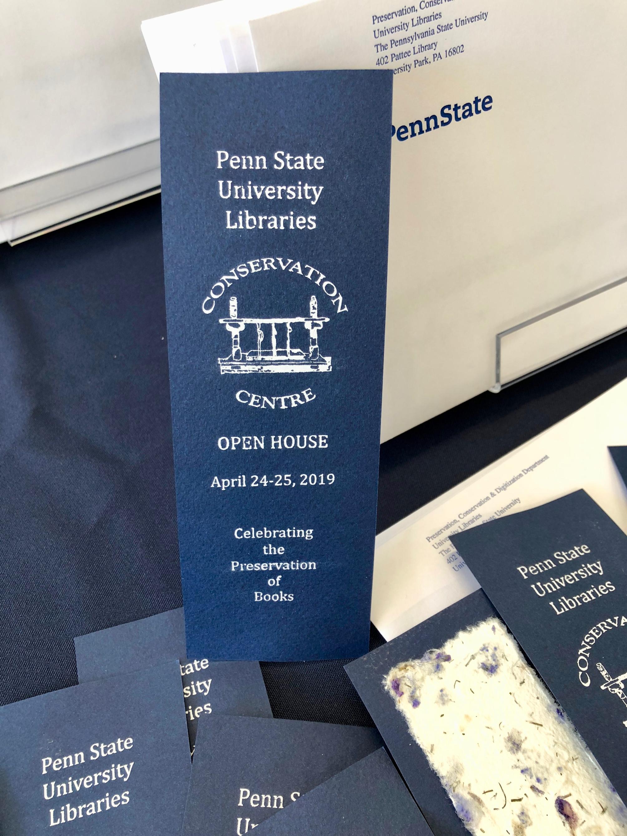 Conservation Centre staff used its hot stamping machine and handmade paper they infused with flower petals to create commemorative bookmarks for the Centre’s grand opening.  