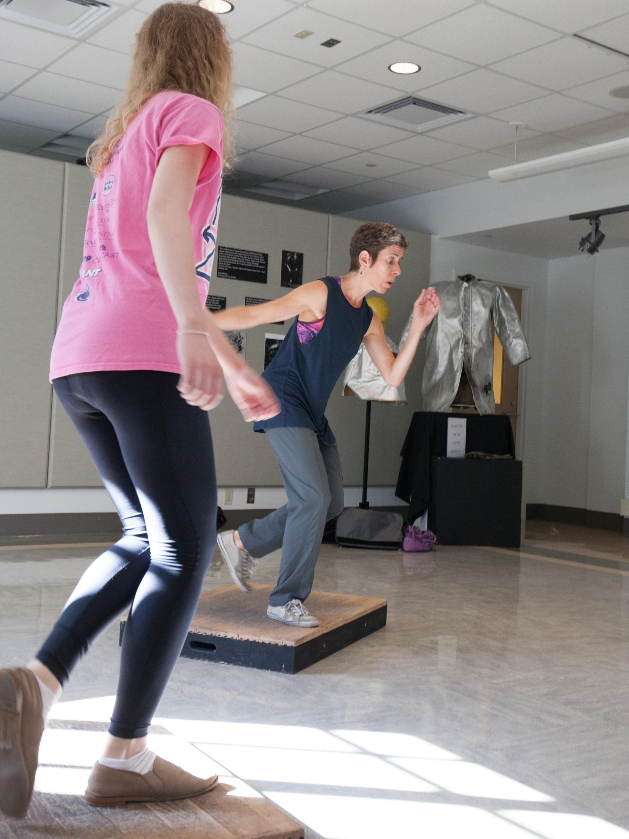 Student follows Dunleavy's movements.