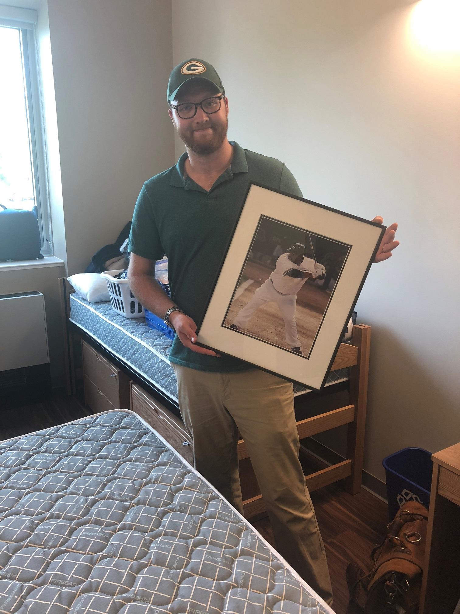 It’s been a few years since Prince Fielder hit dingers for the Milwaukee Brewers, but Jimmy still plans to commemorate the occasion in his residence hall room.