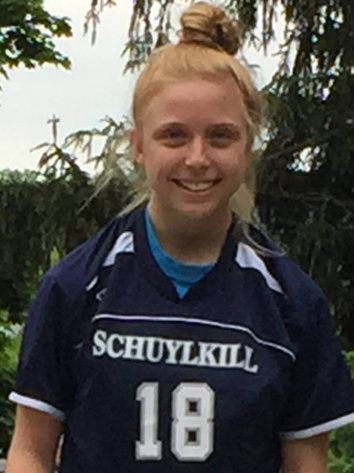 Student-athlete Angelica Kaledas in her soccer uniform