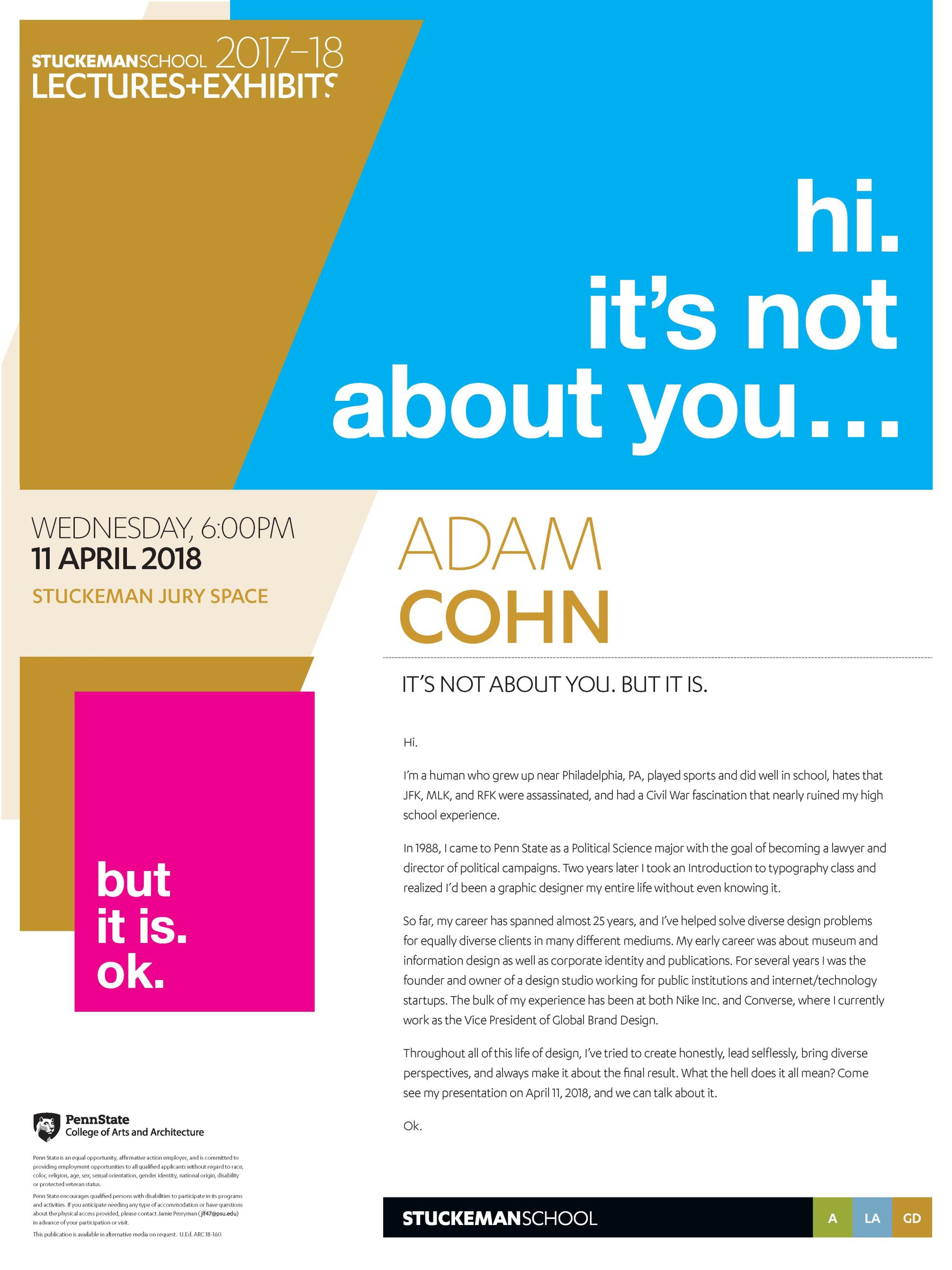 poster for graphic design lecture with Adam Cohn