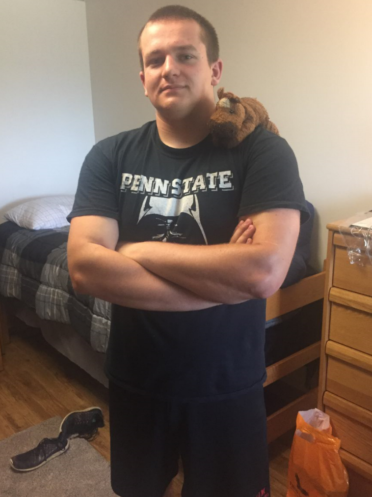 Jacob Lenhardt, of McKean, has had this furry good luck charm since he had surgery in third grade.
