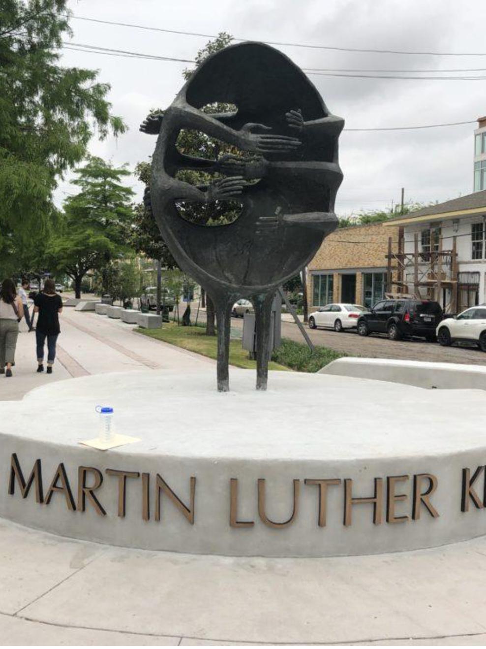 The Martin Luther King sculpture in Hayden Plaza.