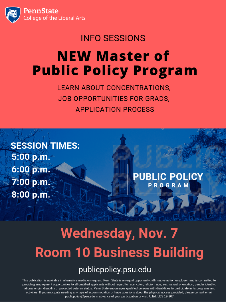 Master of Public Policy Info Sessions Nov. 7