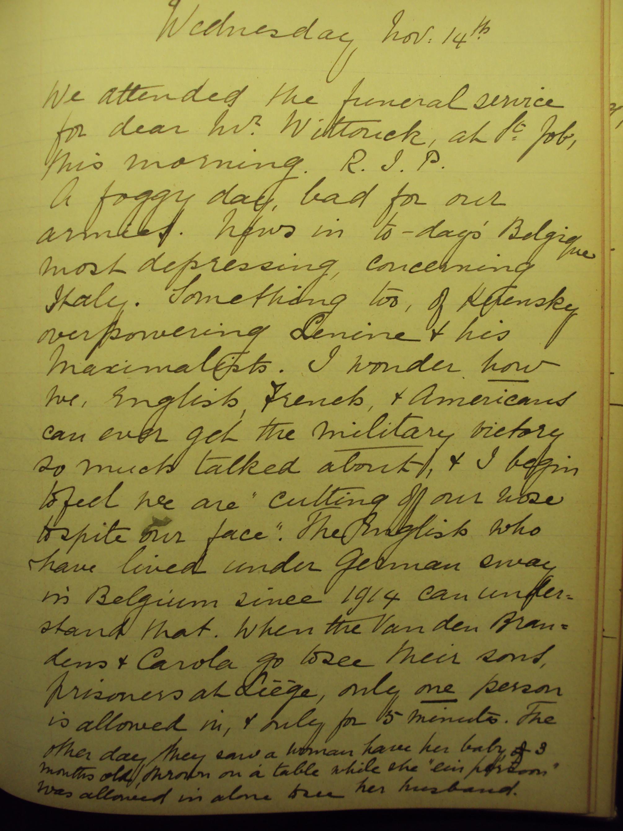 page from Mary Thorp's diary