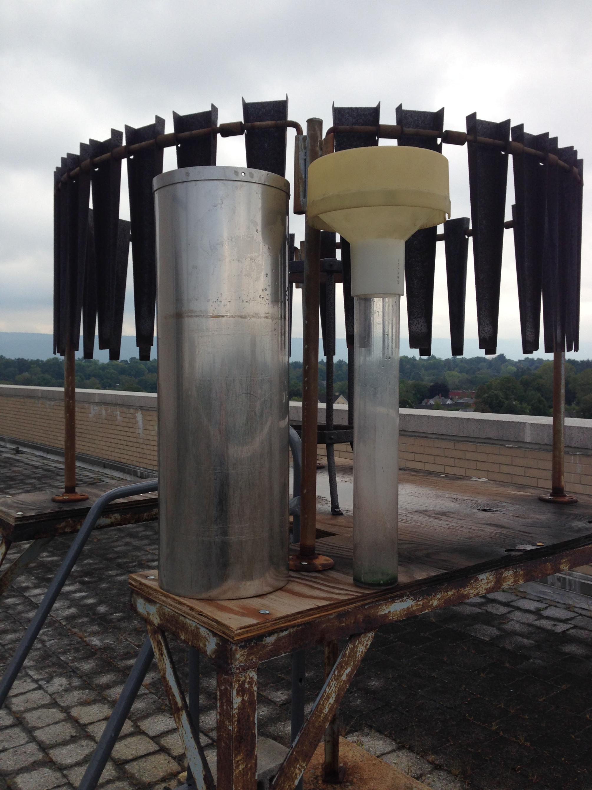 National Weather Service rain gauge on Walker Building