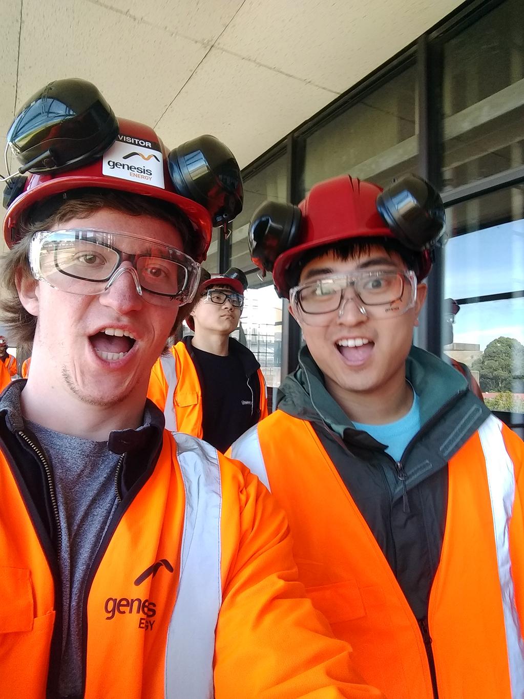 Penn State students Phil Badman, left, and David Chae tour the Huntly Power Station, the largest thermal power station in New Zealand during a recent study abroad trip that focused on the island nation's renewable energy practices.