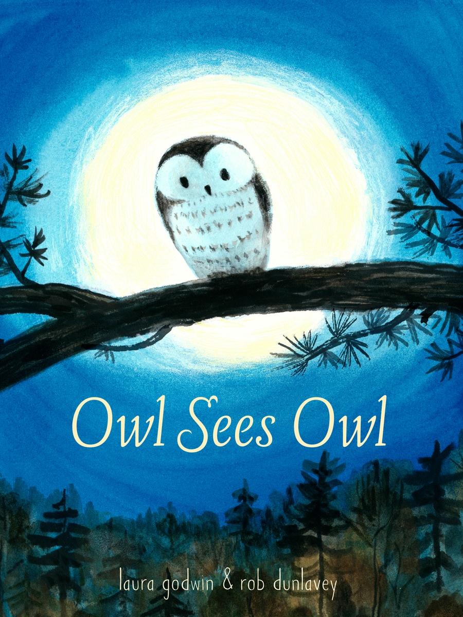book cover featuring illustration owl sitting on a tree branch with a full moon behind it