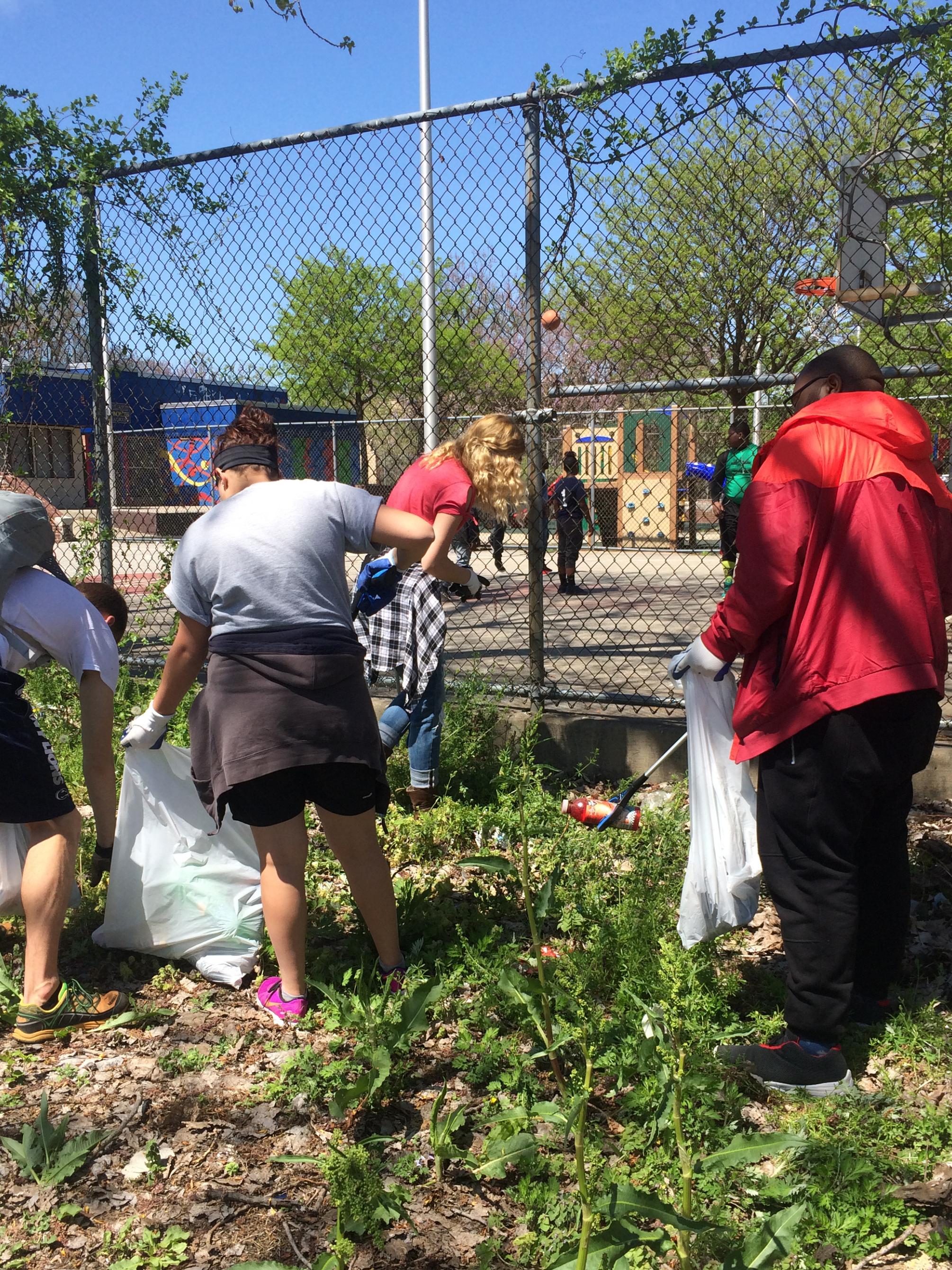 Students cleaning city 