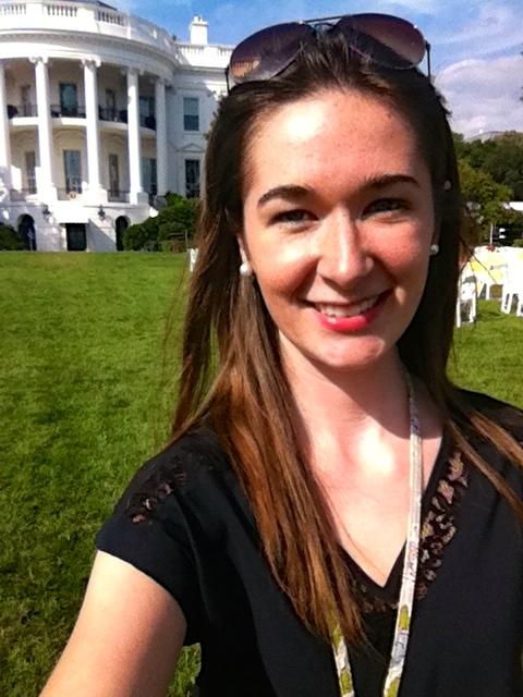 intern in front of White House