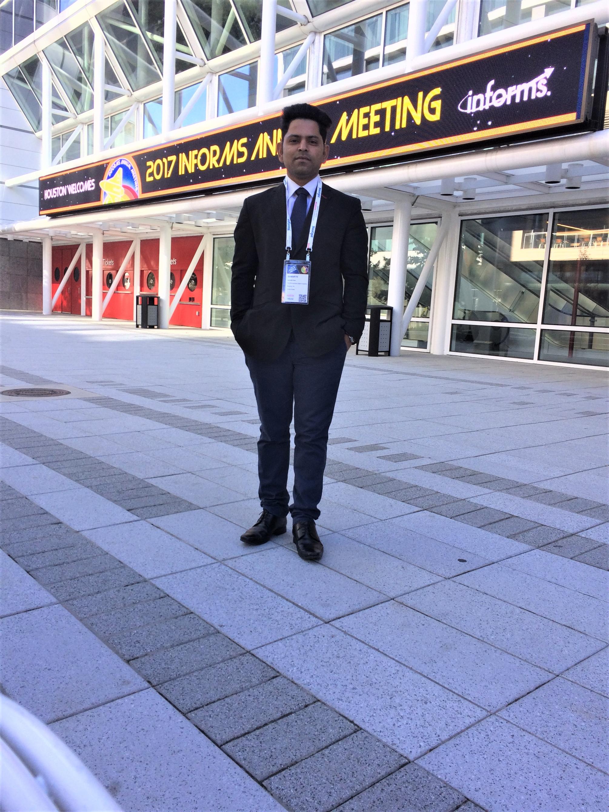 Samarth Patel outside the 2017 INFORMS Annual Meeting