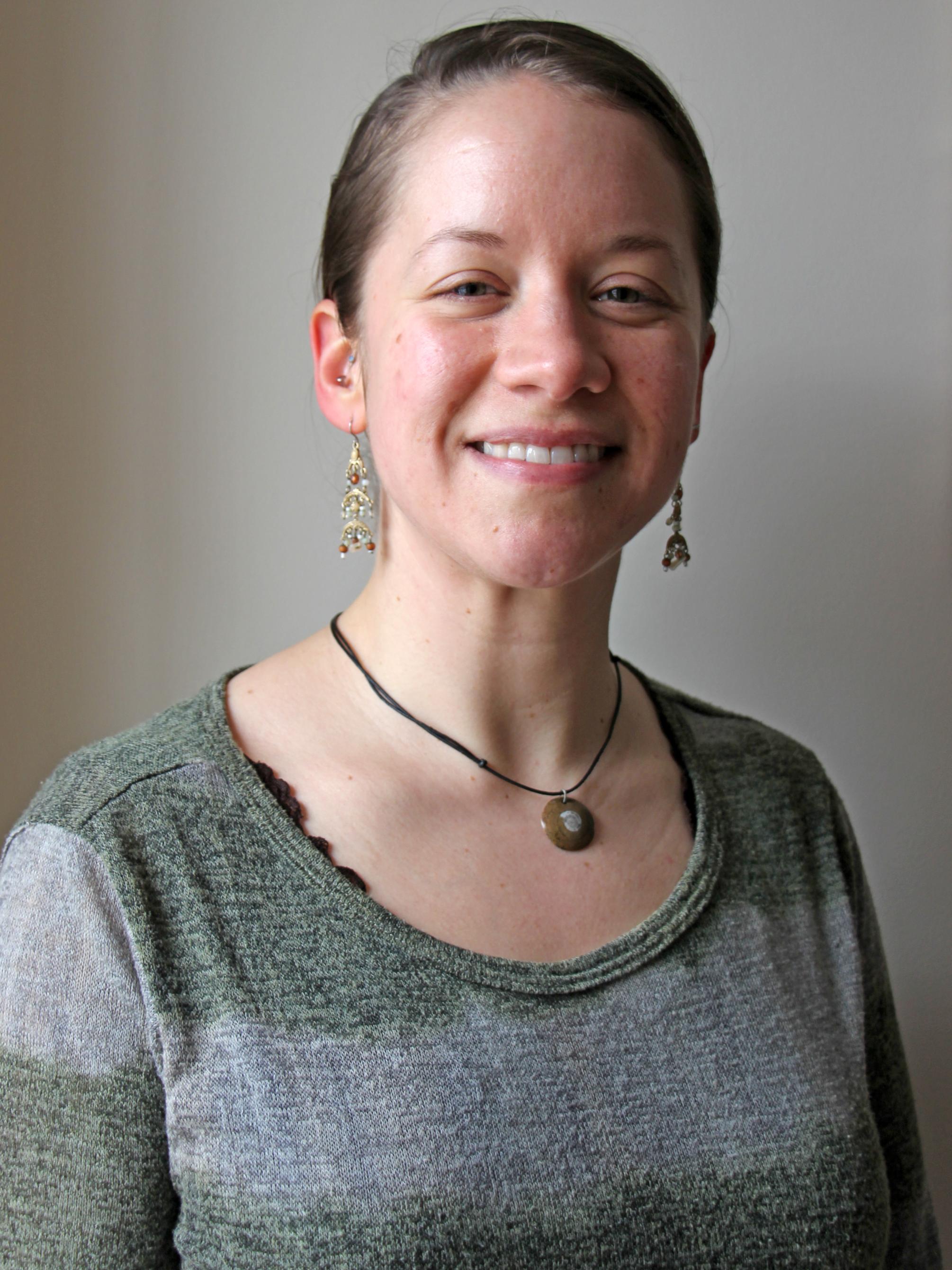 photo portrait of woman wearing striped sweater