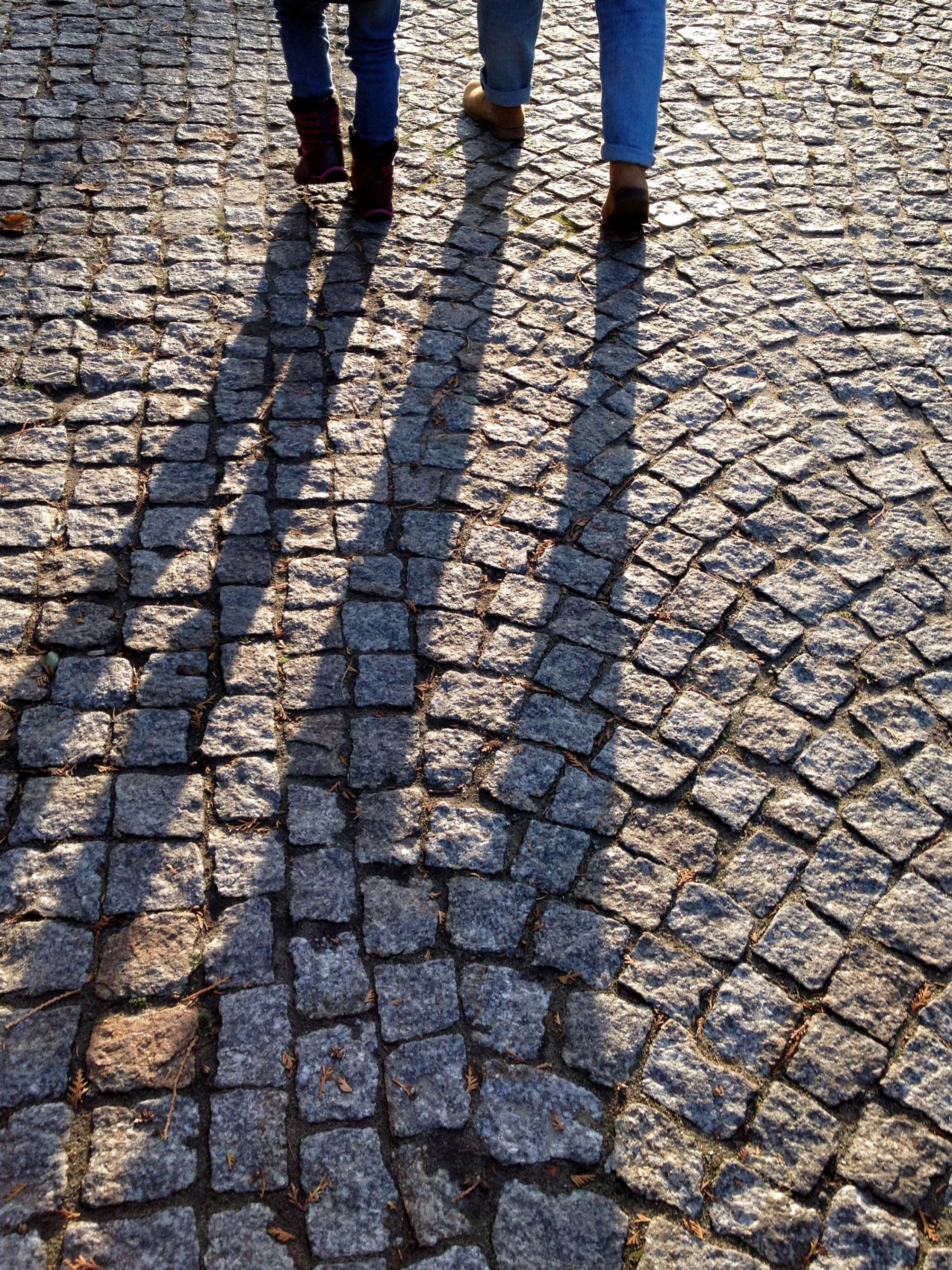 shadows on cobblestones