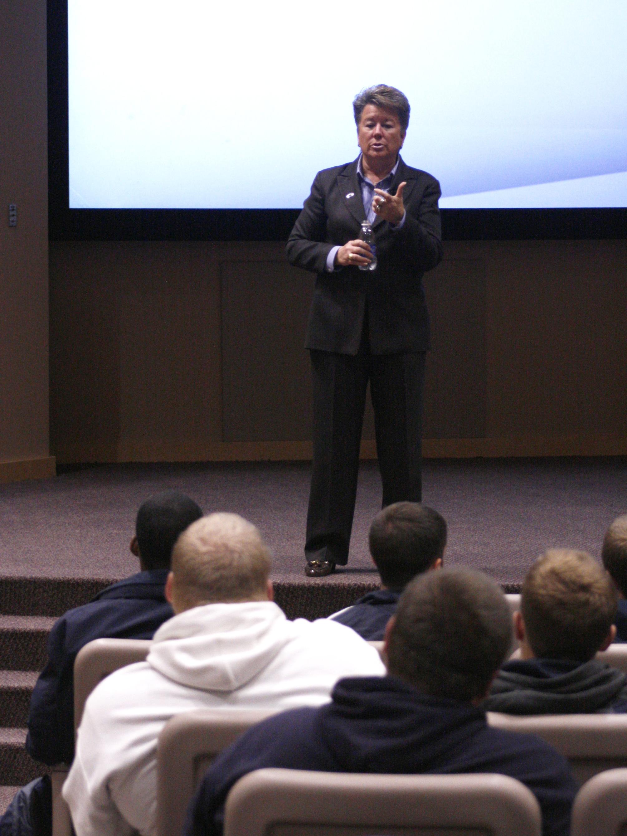 Athletics director Sandy Barbour answers questions
