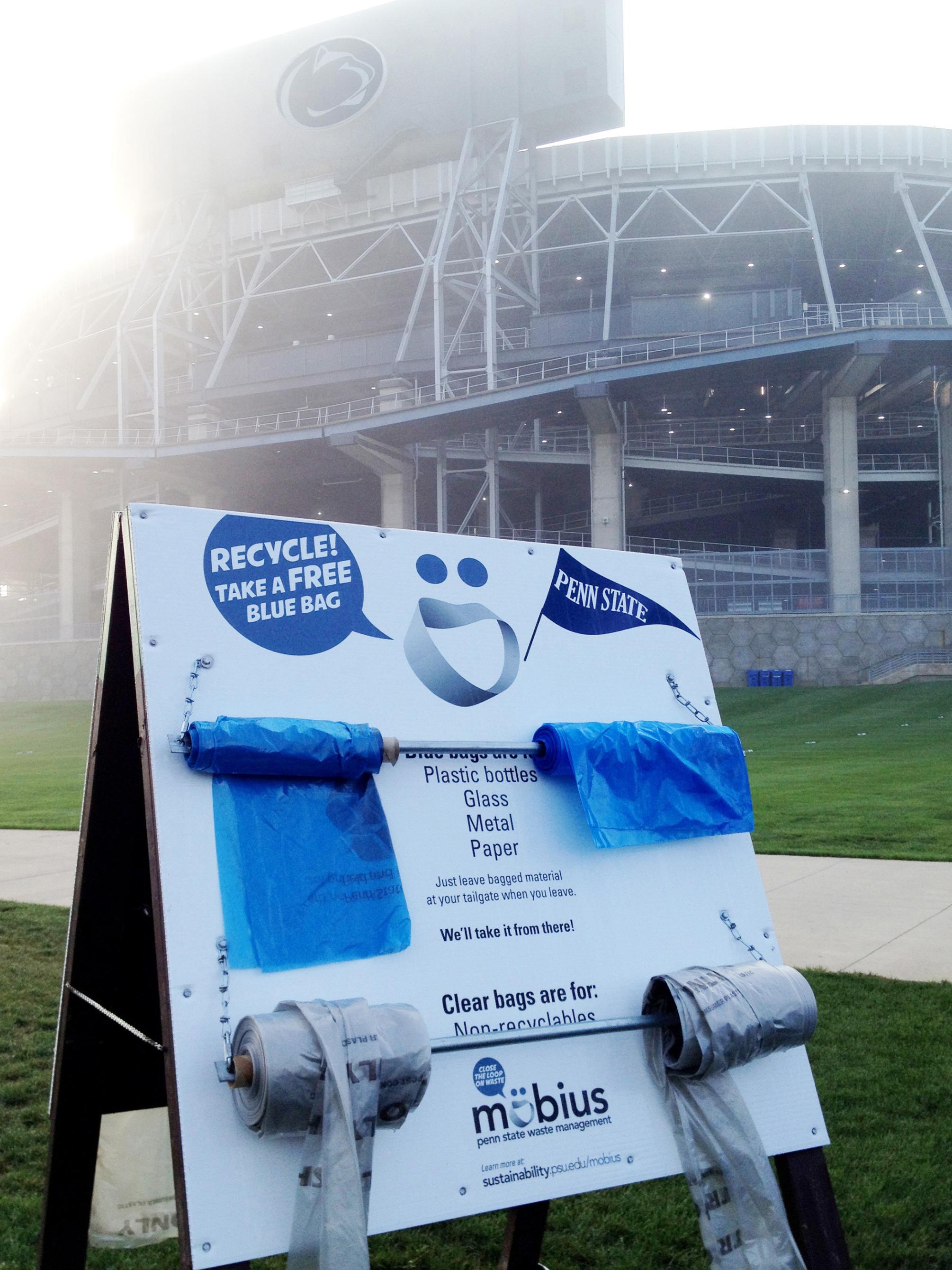 Recycling bags at Beaver Stadium