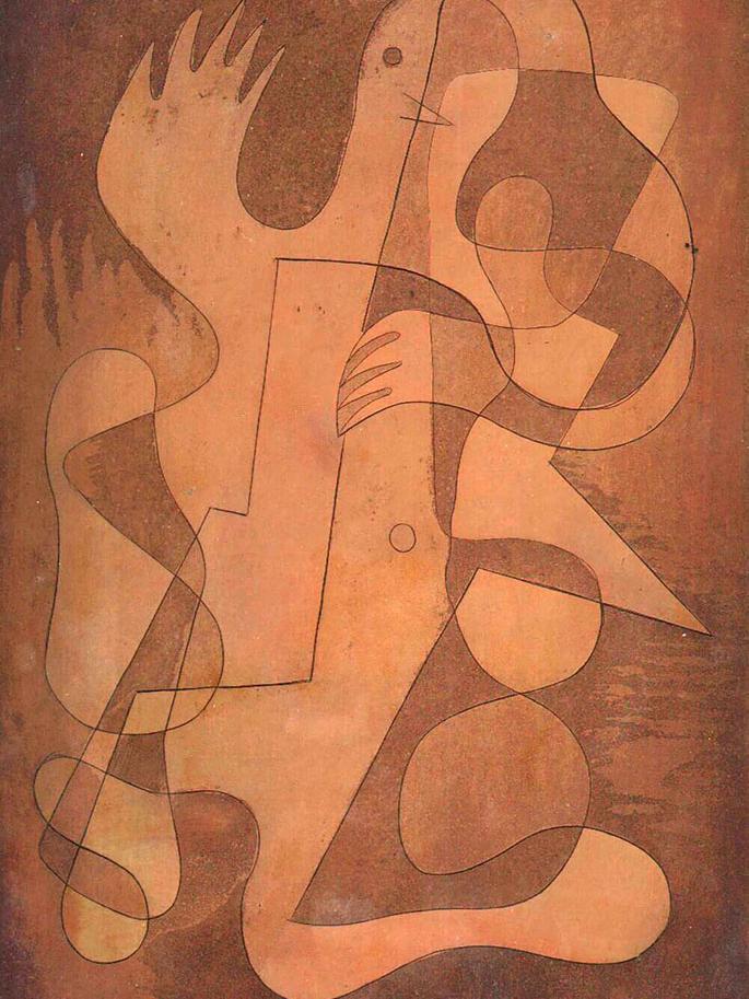 Morris Blackburn, "Emergence," 1948, copper plate. Courtesy of Dolan/Maxwell and the Pennsylvania Academy of the Fine Arts. 