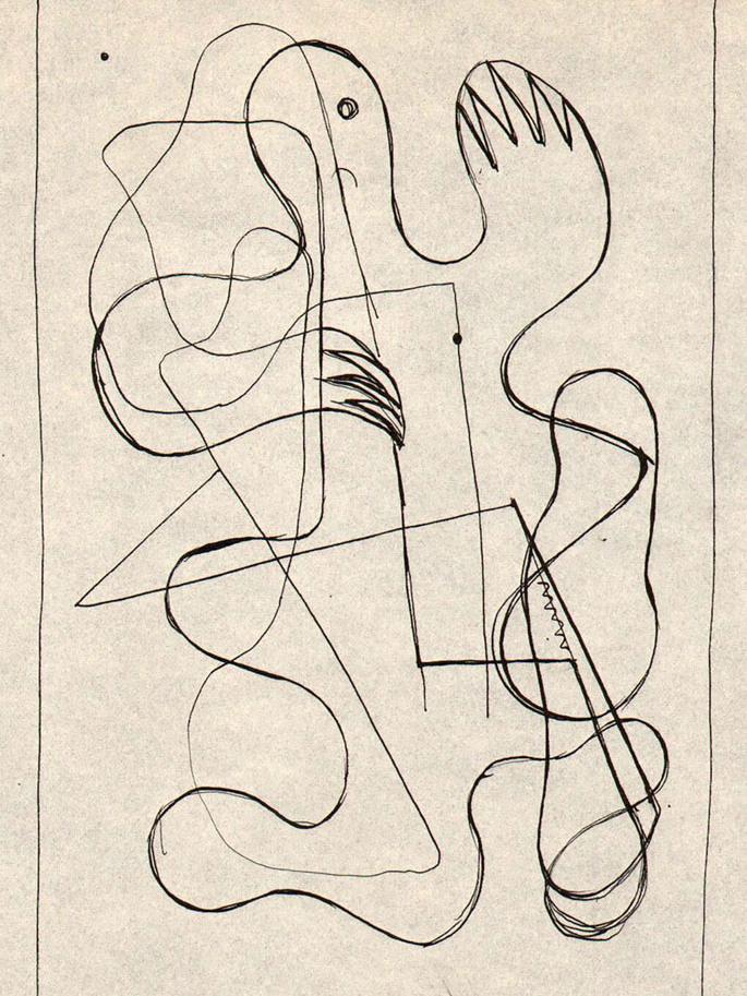 Morris Blackburn, Study for "Emergence," 1948, ink on Japanese paper. Courtesy of Dolan/Maxwell and the Pennsylvania Academy of the Fine Arts.