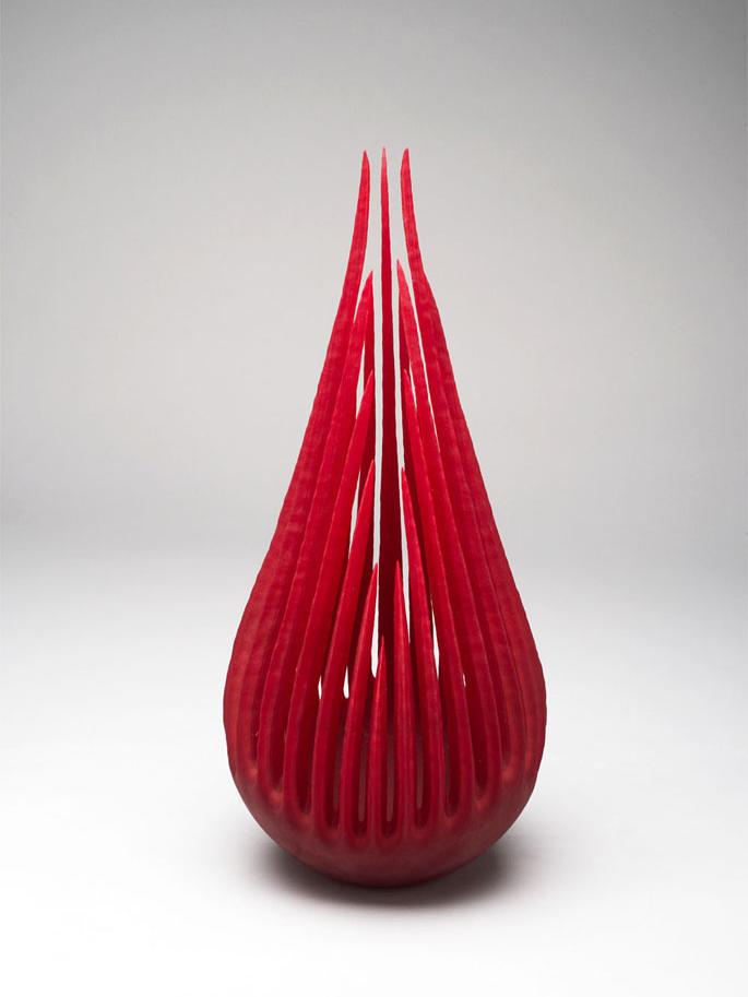 Paul Schwieder, "Cadmium Drop," 2004, blown and sandblasted glass. Gift of Audrey and Norbert Gaelen, 2013.41.