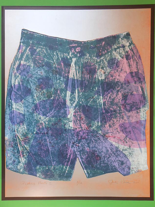 Jules Heller, "Fishing Pants II," 1975, screenprint. Image courtesy of the Jules Heller family.