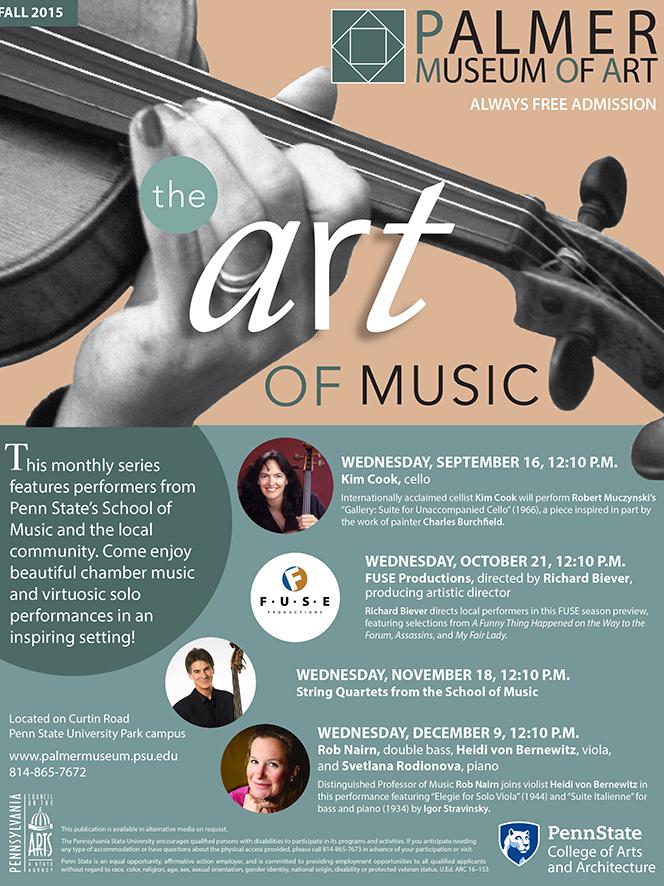 Fall 2015 performances at the Palmer will take place on Sept. 16, Oct. 21, Nov. 18, and Dec. 9.