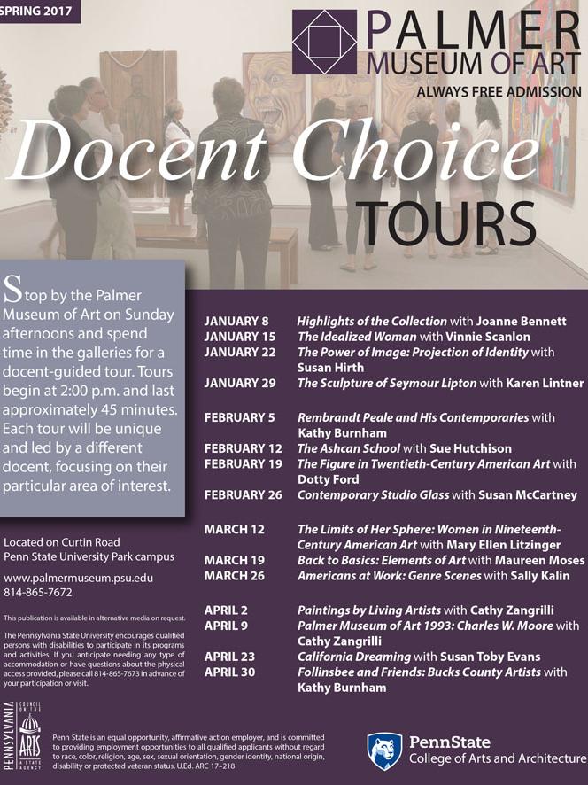 Palmer Museum of Art announces spring 2017 Docent Choice Tours