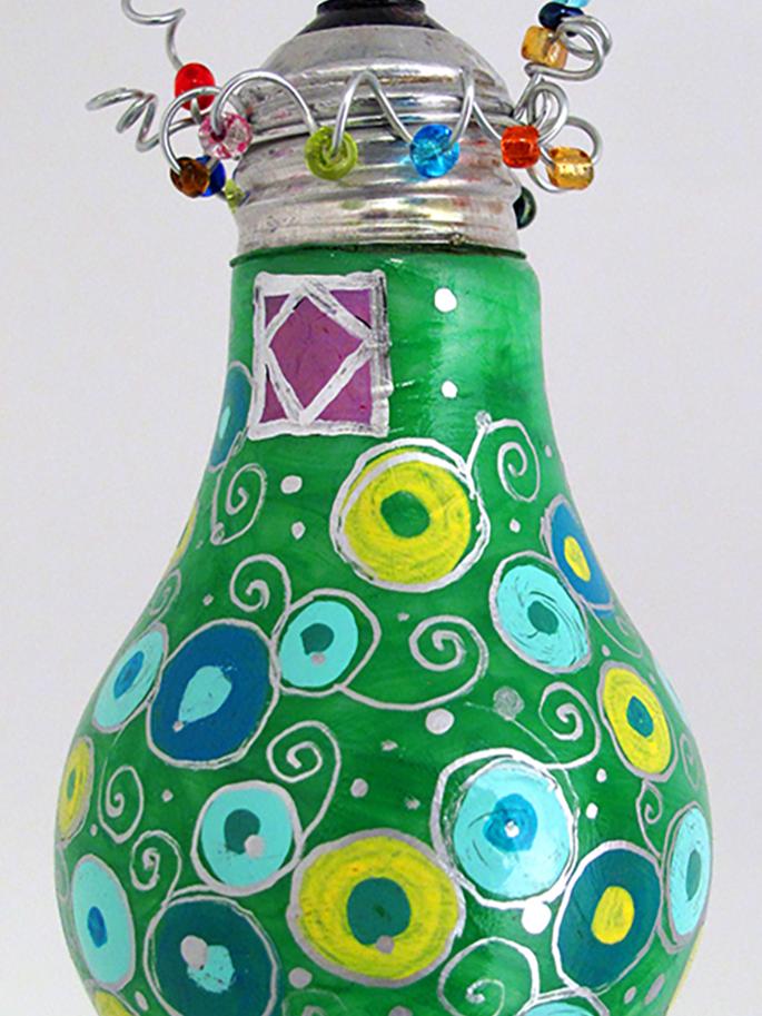 2015 commissioned ornament, upcycled lightbulb, by Caryl Strauss, $30.