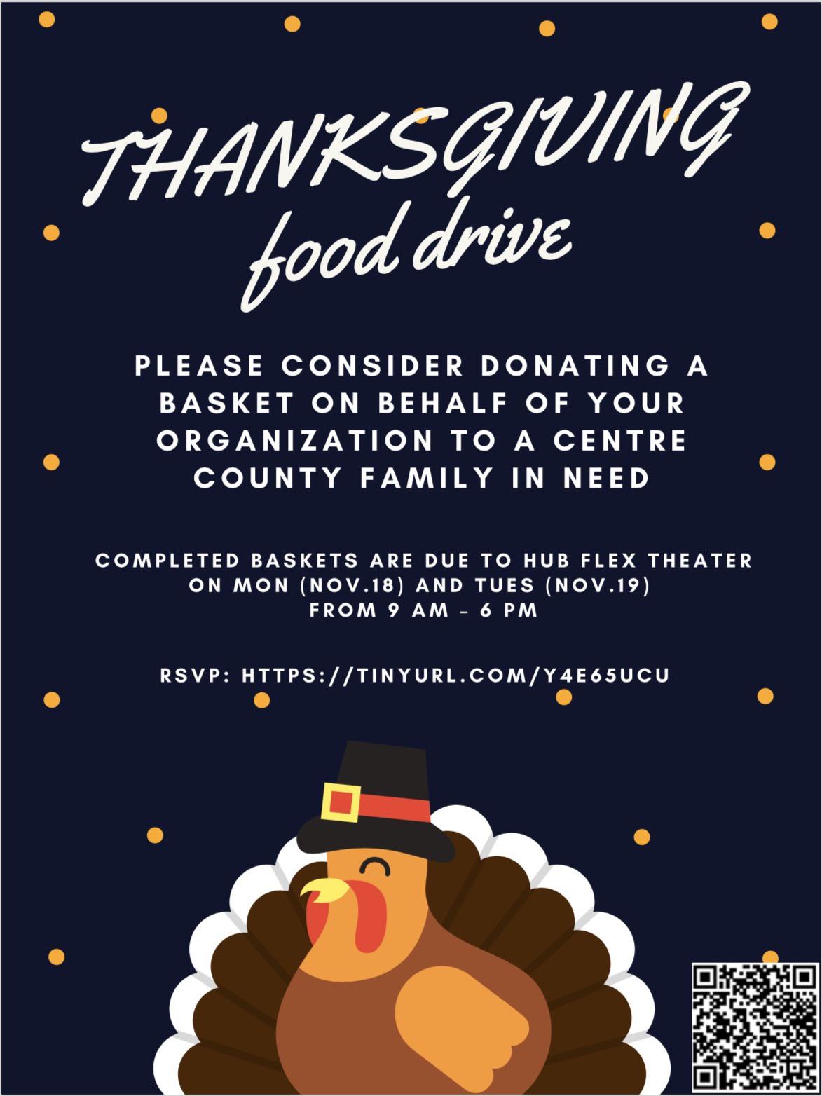 Thanksgiving food drive flyer - Lionhearts fundraiser