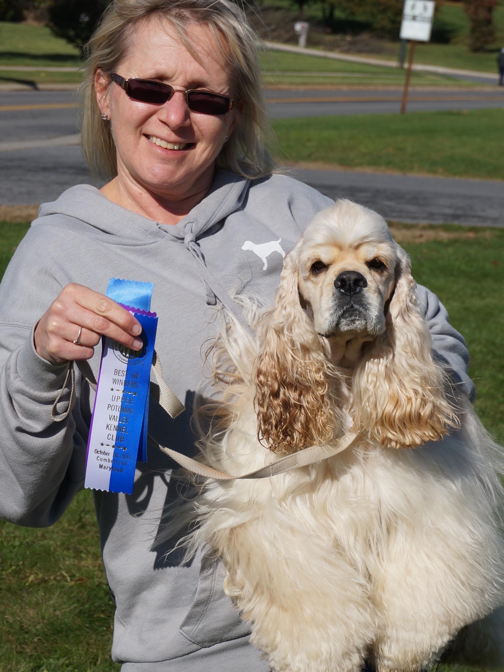 Anna Mattila with dog, Tilly