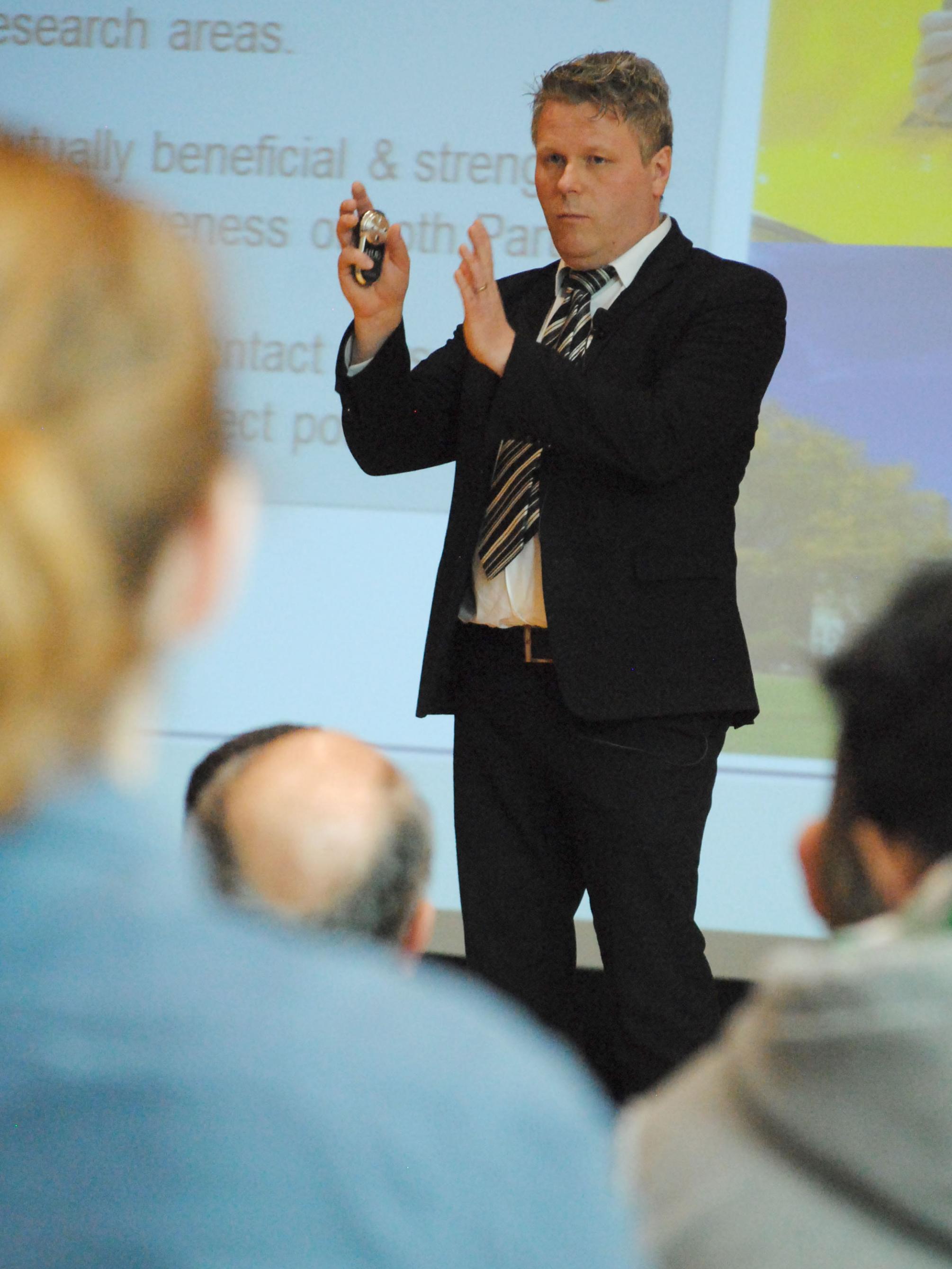 Hans Persson speaks to students and faculty at Penn State