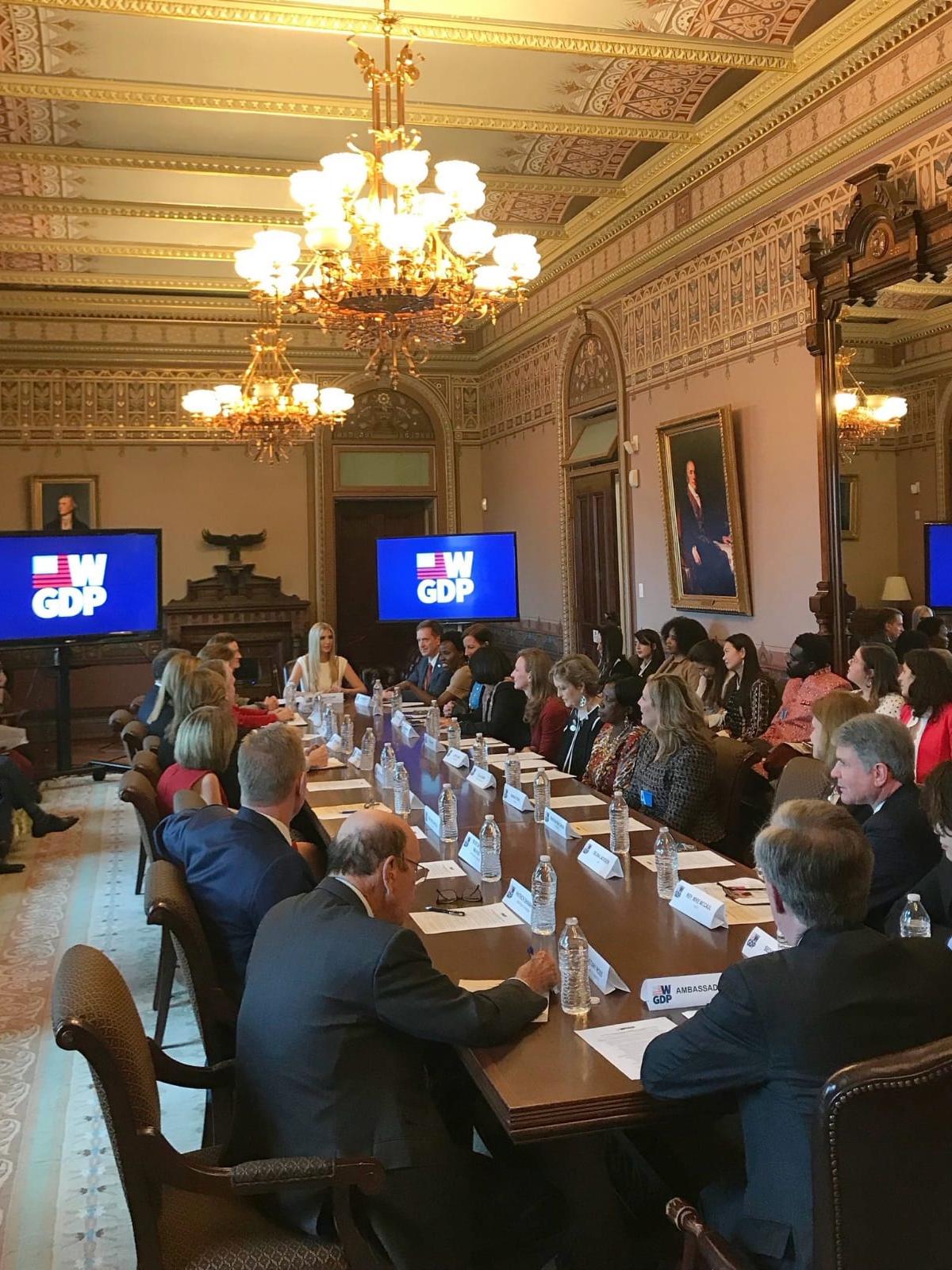 People seating around a table