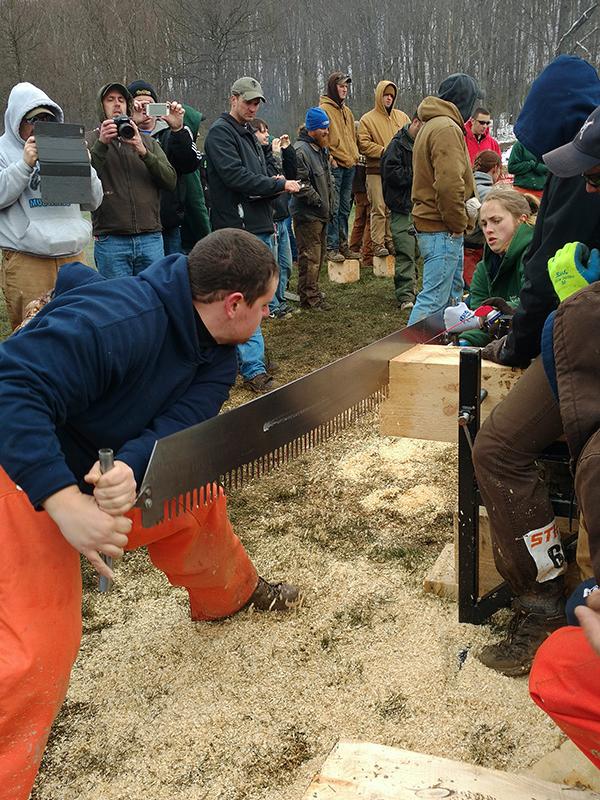 Penn State Mont Alto Woodsmen Team members Brody Hetrick and Brooke Killmon 
