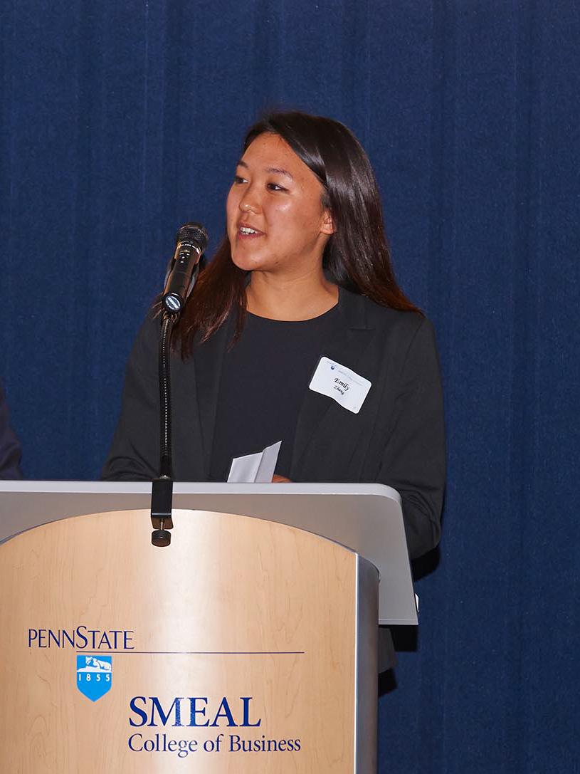 Emily Zheng, a Finance and Economics student, spoke at the Leaders Celebration