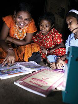 Children could extend their study hours with nightime lighting provided by inexpensive solar cells.