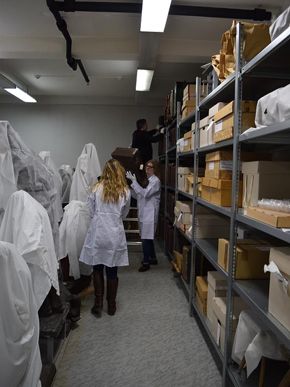 students working in store room