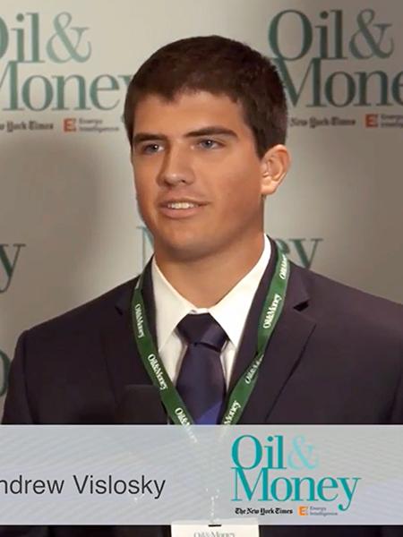 Andrew Vislosky, a senior majoring in petroleum and natural gas engineering at Penn State, was one of eight students worldwide granted an all-expenses-paid trip to the Oil & Money Conference recently held in London. 